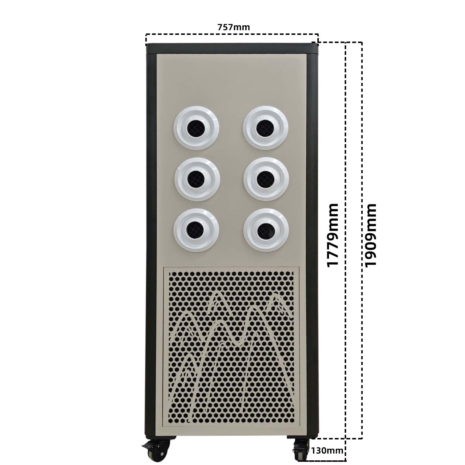 ZP-V9-8 Matte Beige Six Nozzle Mobile Vertical Industrial Spot Air Conditioner