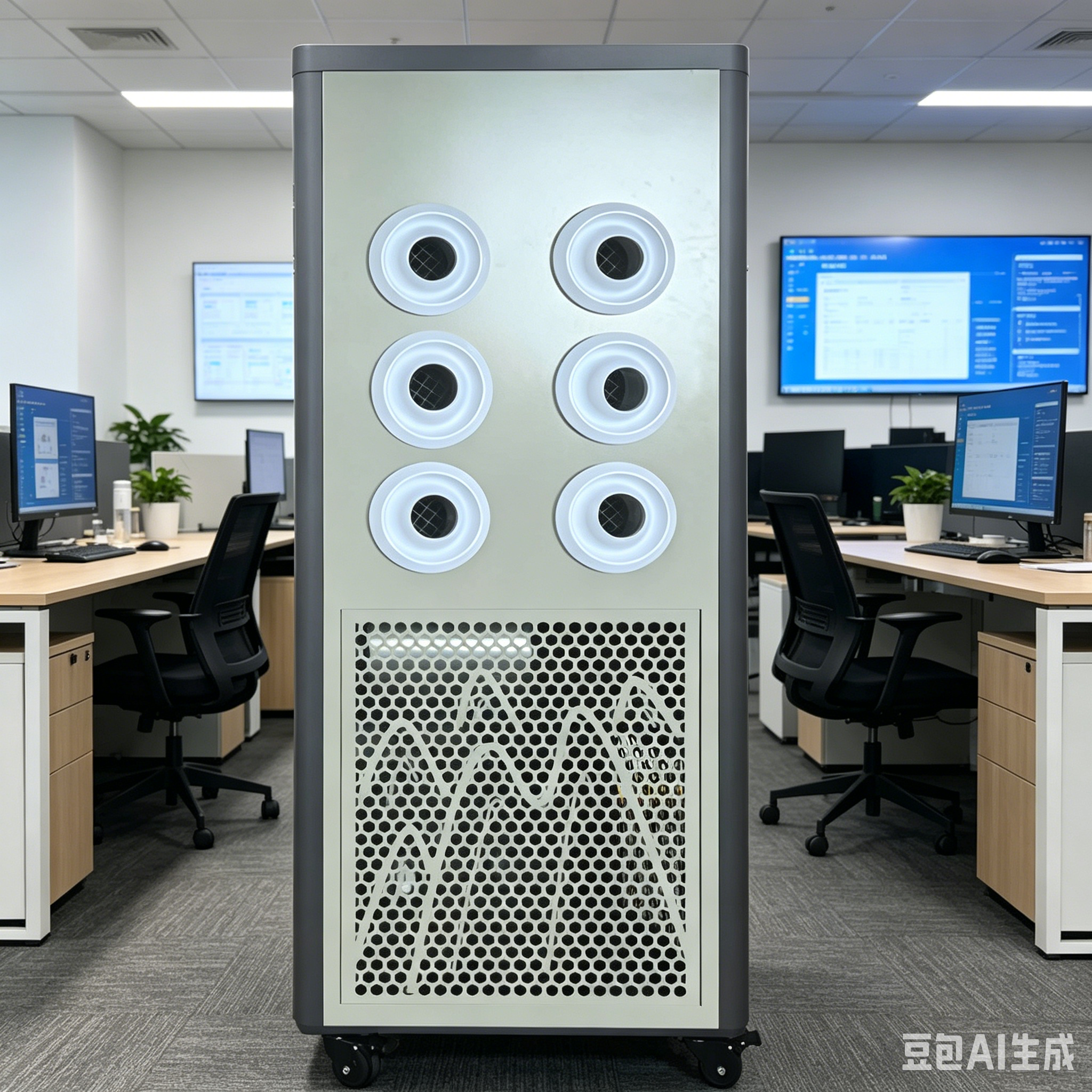 ZP-V9-8 Matte Beige Six Nozzle Mobile Vertical Industrial Spot Air Conditioner