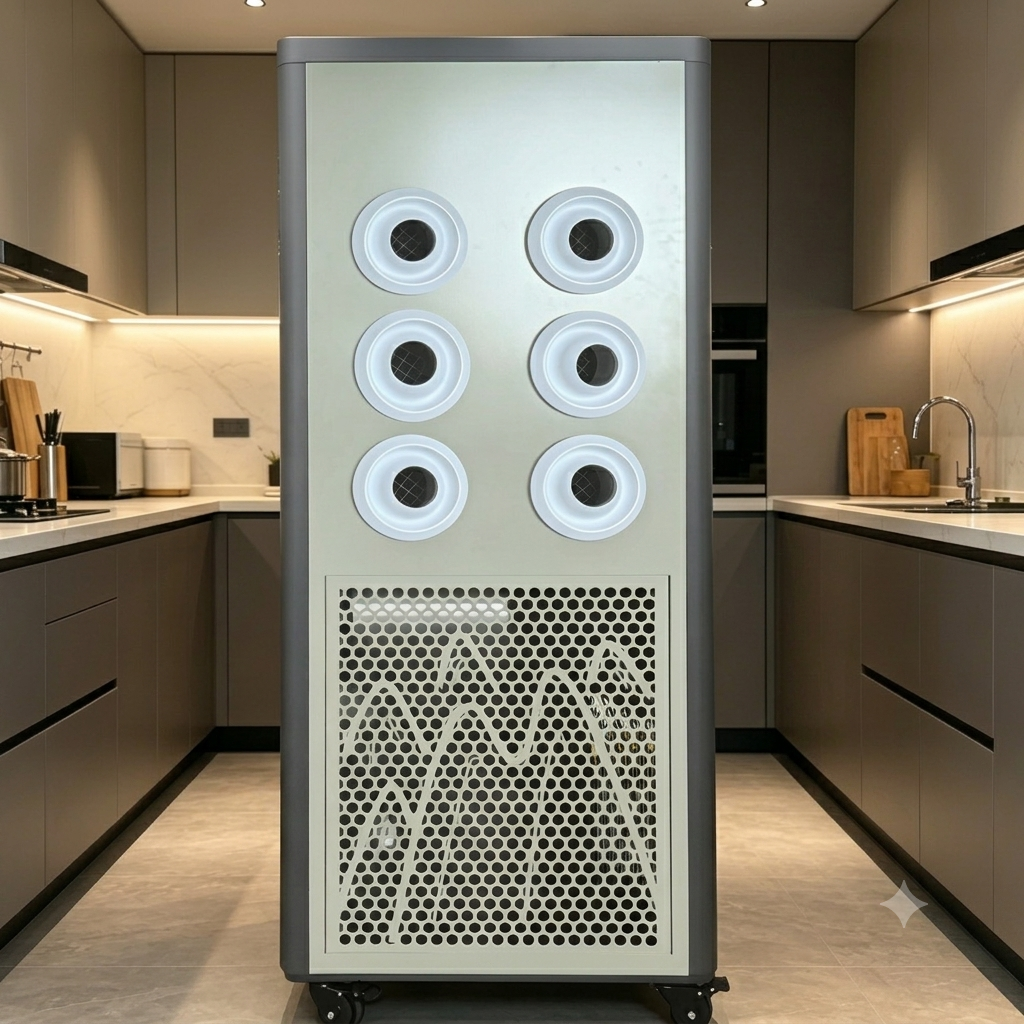 ZP-V9-8 Matte Beige Six Nozzle Mobile Vertical Industrial Spot Air Conditioner